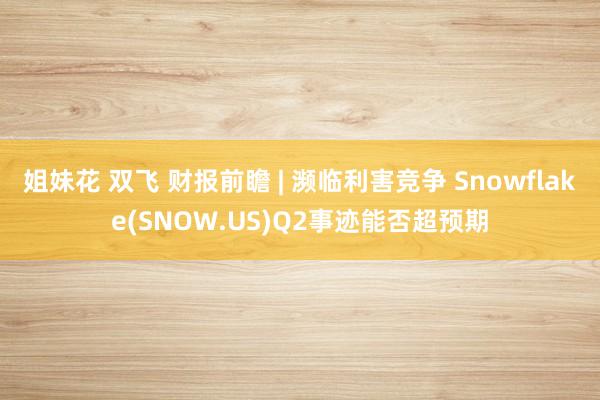 姐妹花 双飞 财报前瞻 | 濒临利害竞争 Snowflake(SNOW.US)Q2事迹能否超预期