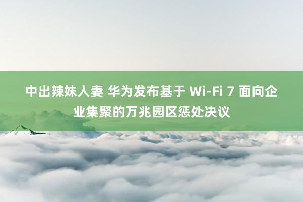 中出辣妹人妻 华为发布基于 Wi-Fi 7 面向企业集聚的万兆园区惩处决议