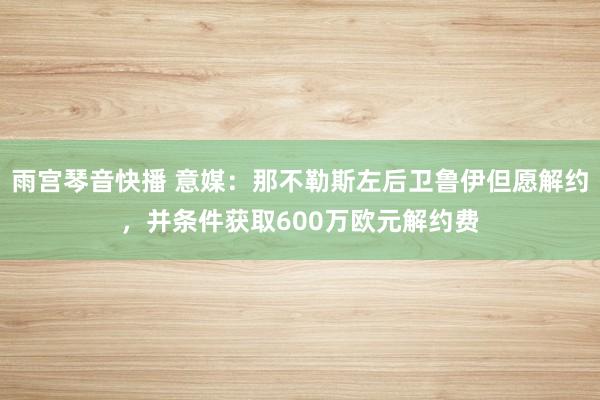 雨宫琴音快播 意媒：那不勒斯左后卫鲁伊但愿解约，并条件获取600万欧元解约费