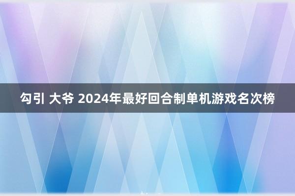 勾引 大爷 2024年最好回合制单机游戏名次榜